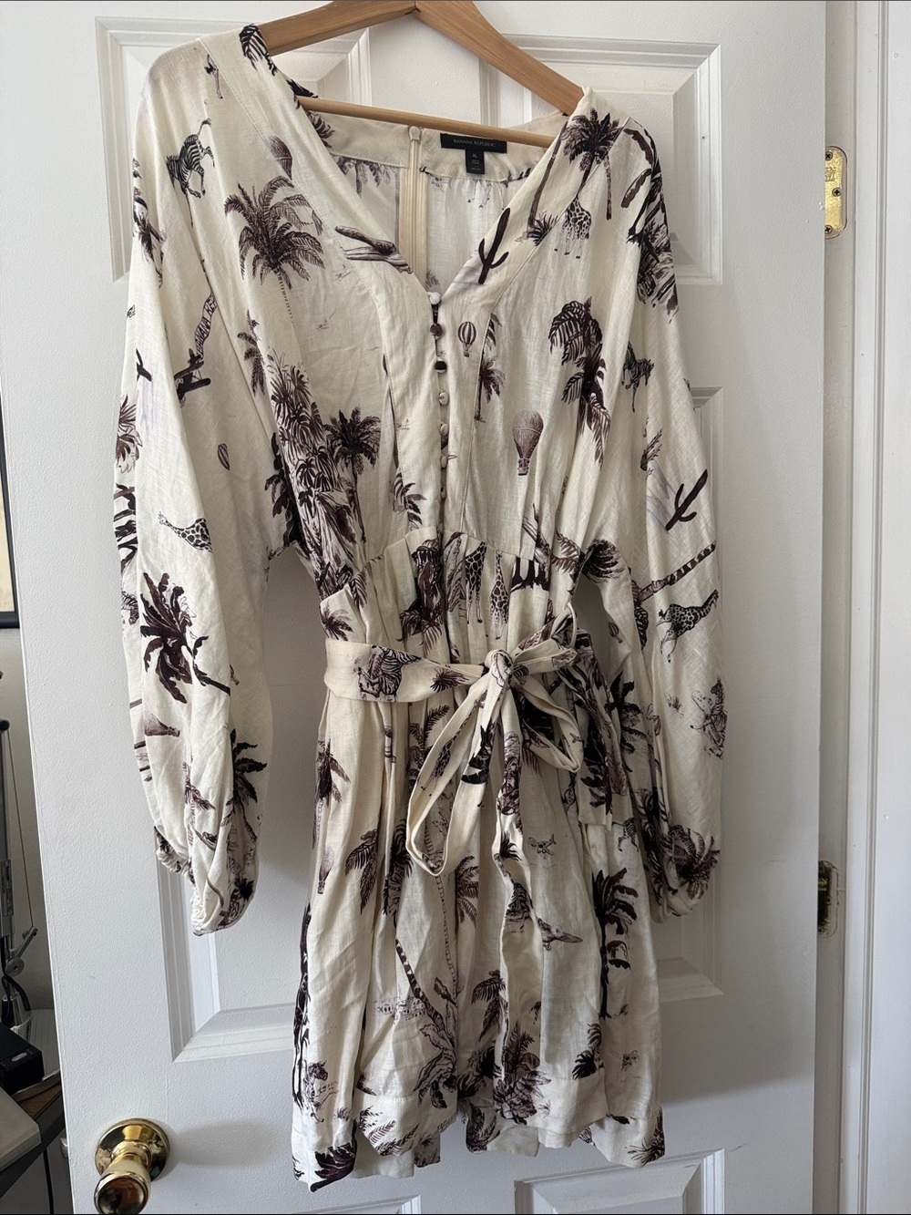 Banana Republic Safari Print Belted Mini Dress- Size [XL]